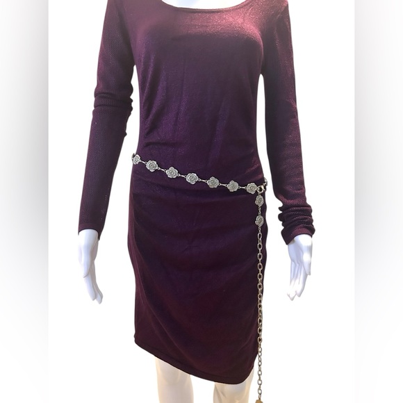 Vintage Rose Chain Belt, Floral, Silver, 53 Inches - Picture 7 of 7